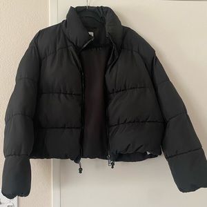 Zara Cropped Puffer Coat with Drawstrings